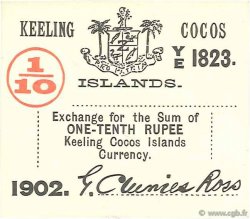1/10 Rupee ÎLES KEELING COCOS  1902 PS.123 TTB à SUP