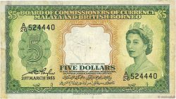 5 Dollars MALAISIE et BORNEO BRITANNIQUE  1953 P.02a TB