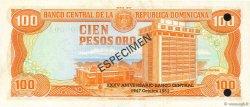 100 Pesos Oro Spécimen RÉPUBLIQUE DOMINICAINE  1982 P.125As1 NEUF