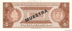5 Pesos Oro Spécimen RÉPUBLIQUE DOMINICAINE  1964 P.100s4 NEUF