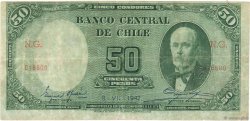 50 Pesos - 5 Condores CHILI  1942 P.094c TB