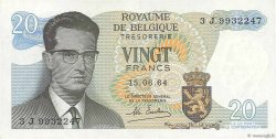 20 Francs BELGIQUE  1964 P.138 pr.SUP