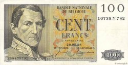 100 Francs BELGIQUE  1958 P.129c TTB+