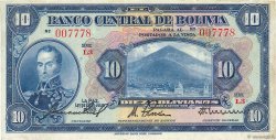 10 Bolivianos BOLIVIA  1928 P.121a MBC+