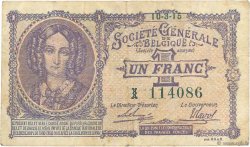 1 Franc BELGIUM  1915 P.086a VF-