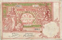 20 Francs BELGIQUE  1914 P.067 TB+