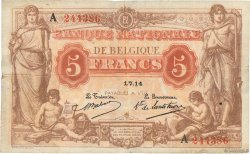 5 Francs BELGIQUE  1914 P.074a B
