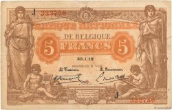 5 Francs BELGIQUE  1919 P.074b TB+