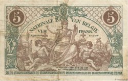 5 Francs BELGIEN  1914 P.075a S