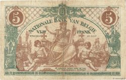5 Francs BELGIQUE  1919 P.075b TB