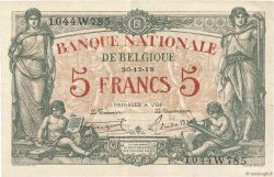 5 Francs BELGIQUE  1919 P.075b TTB