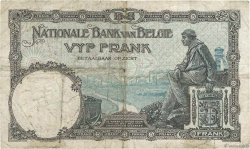 5 Francs BELGIQUE  1927 P.097b TB