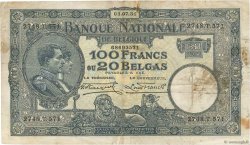 100 Francs - 20 Belgas BELGIQUE  1931 P.102 B+