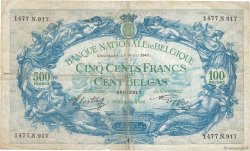 500 Francs - 100 Belgas BELGIUM  1943 P.109