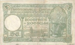 1000 Francs - 200 Belgas BELGIQUE  1943 P.110 TTB