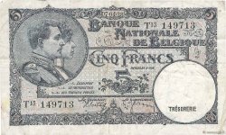 5 Francs BELGIQUE  1938 P.108a TTB