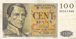 100 Francs BELGIQUE  1952 P.129a TTB