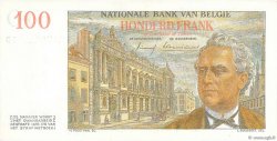 100 Francs BELGIUM  1957 P.129c AU