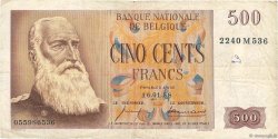 500 Francs BELGIQUE  1958 P.130 TB