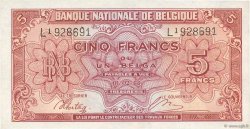 5 Francs - 1 Belga BELGIUM  1943 P.121 UNC-