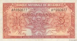 5 Francs - 1 Belga BELGIQUE  1943 P.121 TTB+