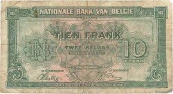 10 Francs - 2 Belgas BELGIUM  1943 P.122 G