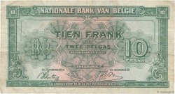 10 Francs - 2 Belgas BELGIQUE  1943 P.122 TB