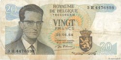 20 Francs BELGIQUE  1964 P.138 TB