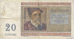 20 Francs BELGIQUE  1956 P.132b TB