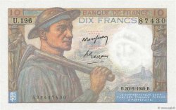 10 Francs MINEUR FRANCE  1949 F.08.22 pr.SPL