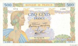 500 Francs LA PAIX FRANCE  1940 F.32.02 TTB+