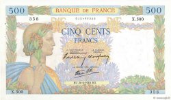 500 Francs LA PAIX FRANKREICH  1940 F.32.03 fVZ