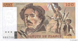100 Francs DELACROIX imprimé en continu FRANCE  1991 F.69bis.03a2
