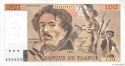 100 Francs DELACROIX imprimé en continu FRANCE  1991 F.69bis.03a3
