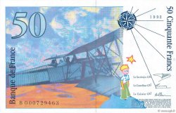 50 Francs SAINT-EXUPÉRY FRANCE  1992 F.72.01aB UNC