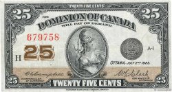 25 Cents CANADA  1923 P.011c TB+