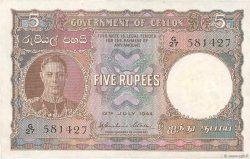 5 Rupees CEYLAN  1944 P.036a SUP+