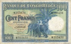 100 Francs CONGO BELGE  1951 P.17d TB