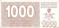 1000 Dinara BOSNIE HERZÉGOVINE  1992 P.026a TTB