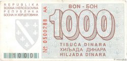 1000 Dinara BOSNIA HERZEGOVINA  1992 P.026a VF
