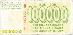 100000 Dinara BOSNIE HERZÉGOVINE  1993 P.031a TB