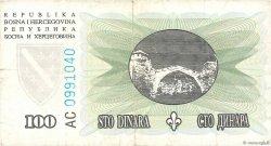 100 Dinara BOSNIA HERZEGOVINA  1994 P.044a F+
