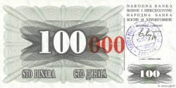 100000 Dinara BOSNIA HERZEGOVINA  1993 P.056b