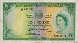 1 Pound RHODESIA AND NYASALAND (Federation of)  1961 P.21b