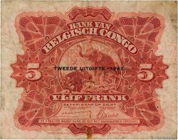 5 Francs BELGIAN CONGO  1942 P.13 F-