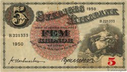 5 Kronor SWEDEN  1950 P.33ag VF