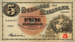 5 Kronor SWEDEN  1952 P.33ai F+