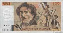 100 Francs DELACROIX imprimé en continu FRANCE  1991 F.69bis.03a1a