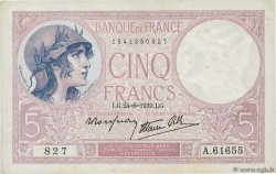 5 Francs FEMME CASQUÉE modifié FRANCE  1939 F.04.07 VF