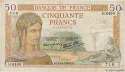 50 Francs CÉRÈS modifié FRANCE 1938 F.18.14 TB+